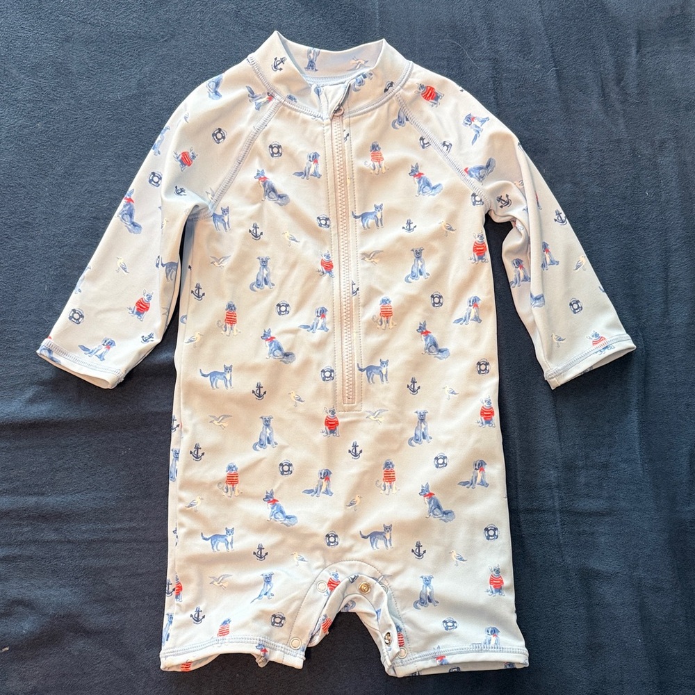 Janie and jack Nautical dog swim rashguard swimsuit 12-18 month